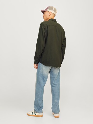 JACK & JONES Slim fit Button Up Shirt 'JJJOSHUA' in Green