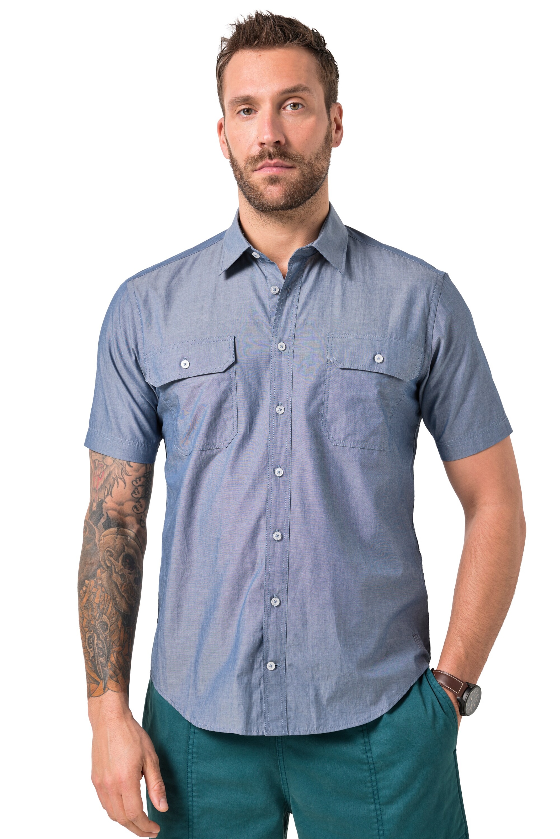 JP1880 Regular fit Button Up Shirt in Blue: front