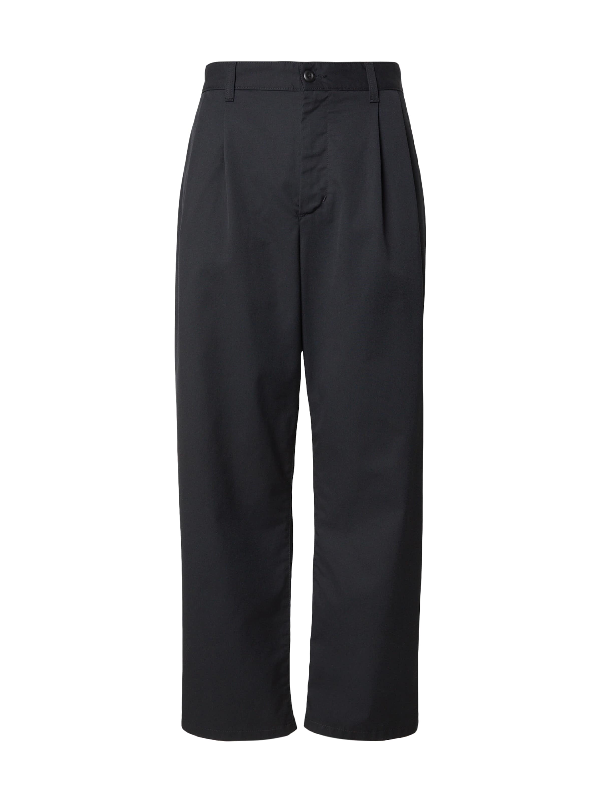 Carhartt WIP Élére vasalt nadrágok 'Evan' - fekete: elől