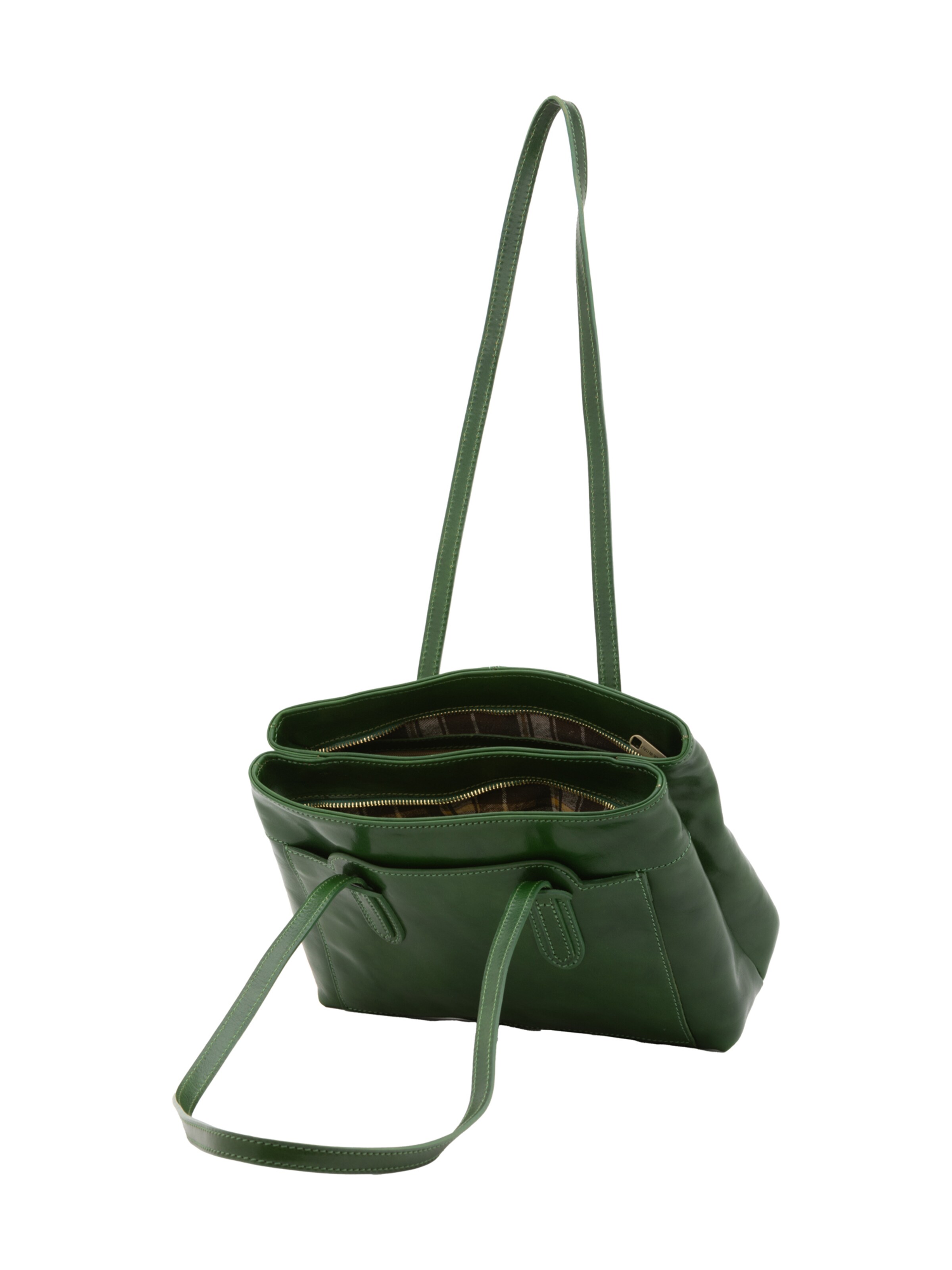 Borsa a spalla 'Borsa a Spalla Donna Vera Pelle Vacchetta - Chiusura Zip' di I Fratelli in verde