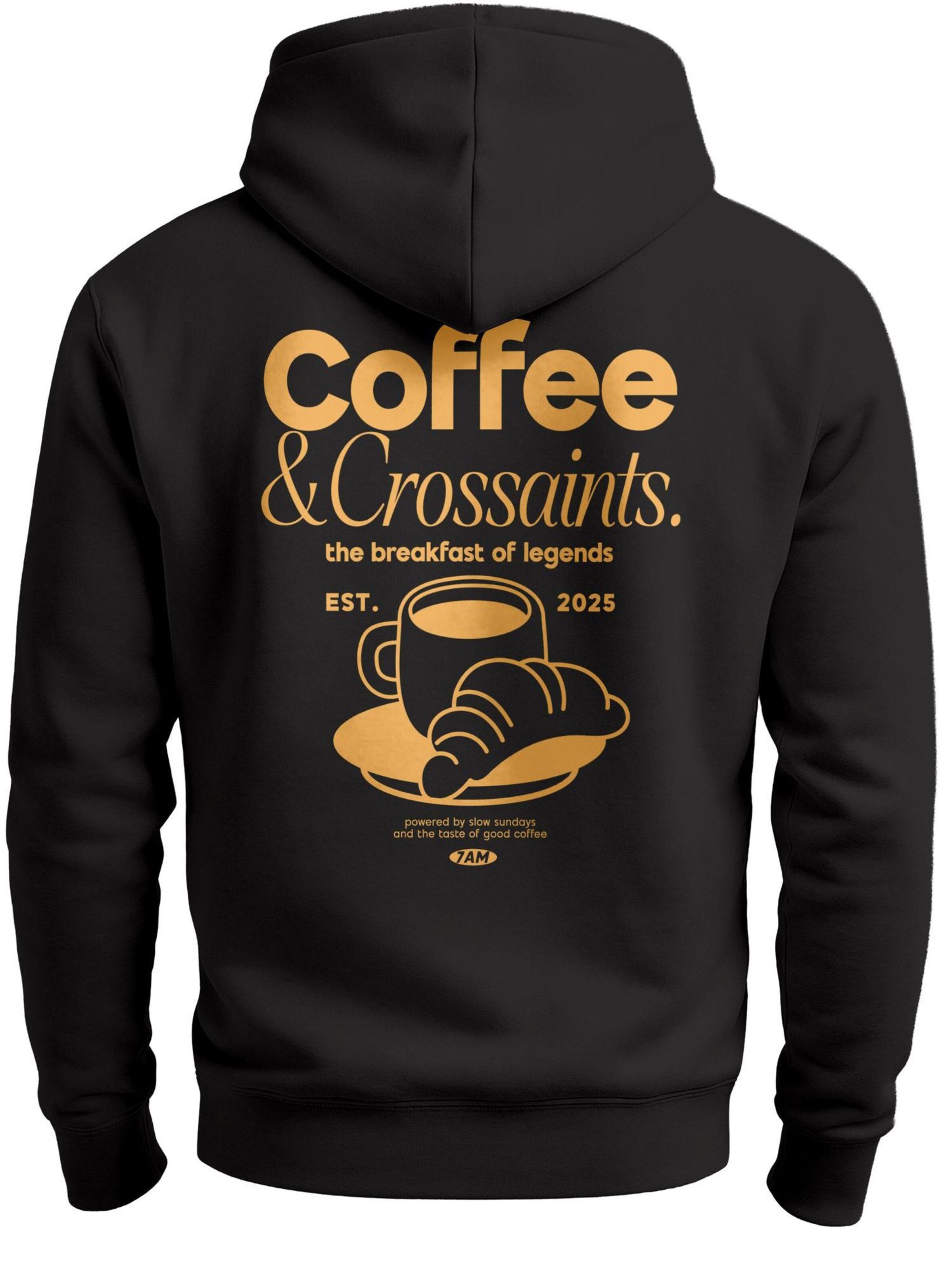 Neverless Sweatshirt 'Coffee & Crossaints' in Black