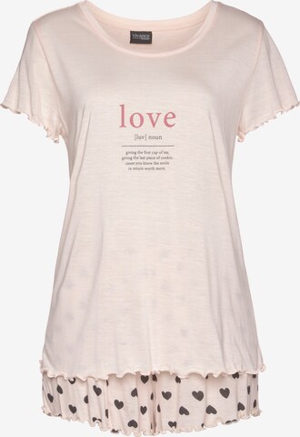 VIVANCE Kort pyjamas 'Love' i rosa: framsida