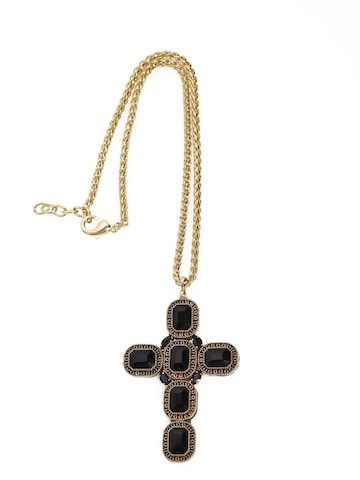 Addicted2 - Cadena 'Artemide collana croce con Swarovski nero placcato oro 18kt' en oro: frente