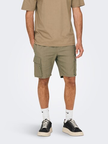 Regular Pantalon cargo 'Sinus' Only & Sons en vert : devant