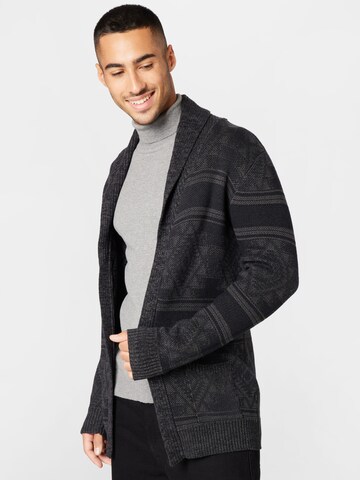 INDICODE JEANS Knit Cardigan 'Burger' in Black: front