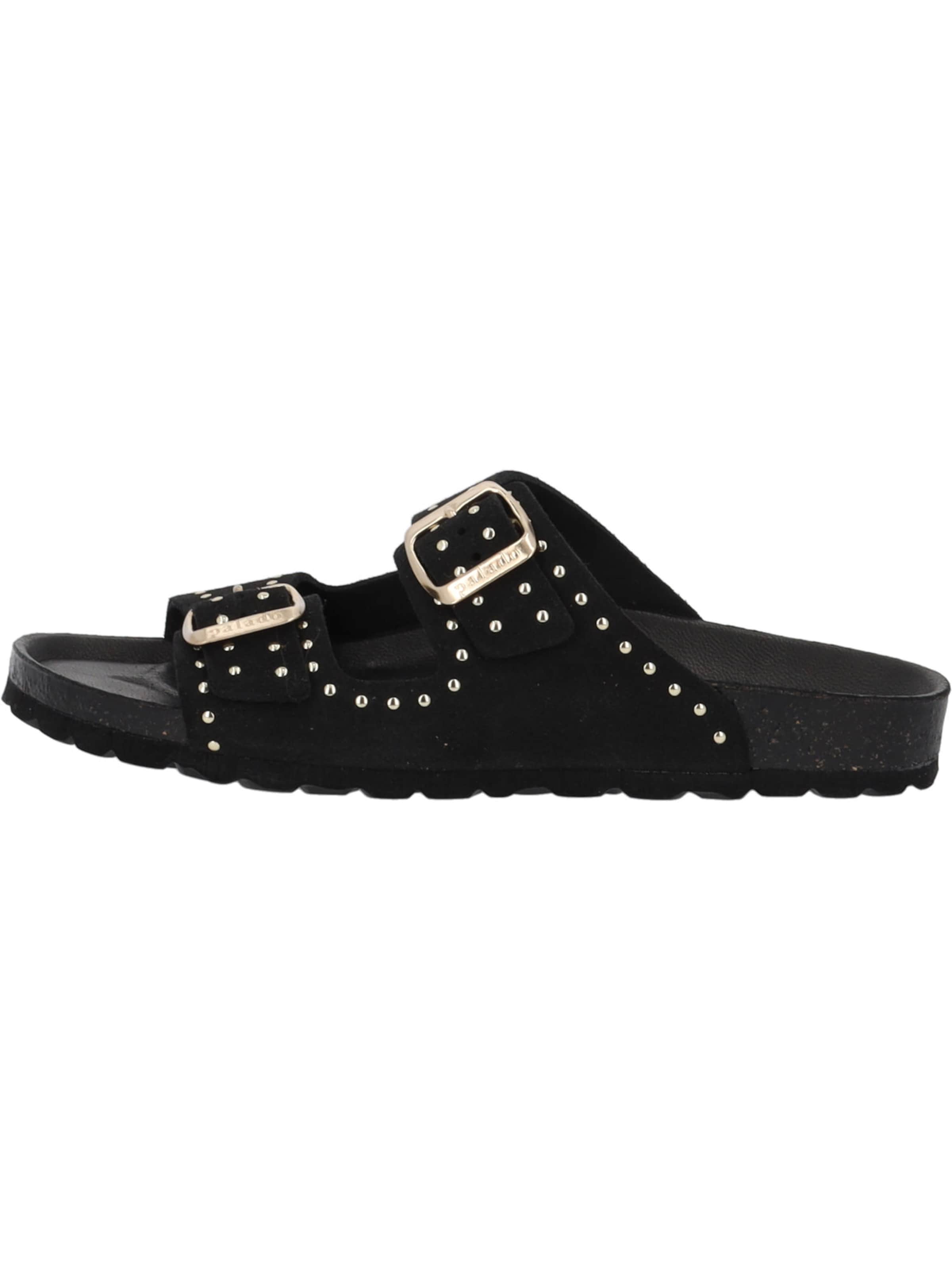 Palado Pantolette 'Palado Elaha Rivet Velours Premium Leather'‌‌‌‌‌‌ in Schwarz