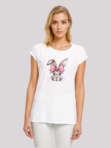 T-shirt 'Niedlicher Hase mit Schleife' F4NT4STIC en blanc : devant