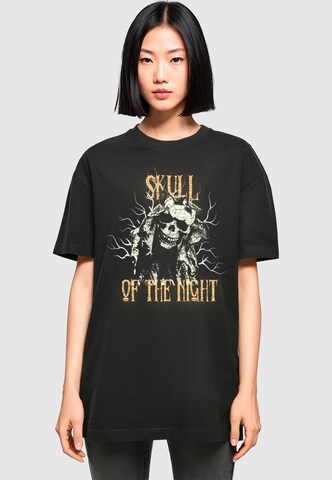 Merchcode Oversized shirt 'Halloween - Skull Of The Night' in Zwart: voorkant