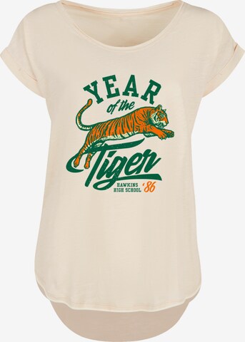 F4NT4STIC Shirt 'Stranger Things Hawkins Year of The Tiger Netflix TV Series' in Beige: voorkant