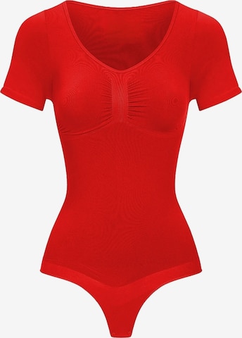 cfab Shapingbody 'T-Shirt Bodysuit Sculpting Shapewear mit String' in Rood: voorkant