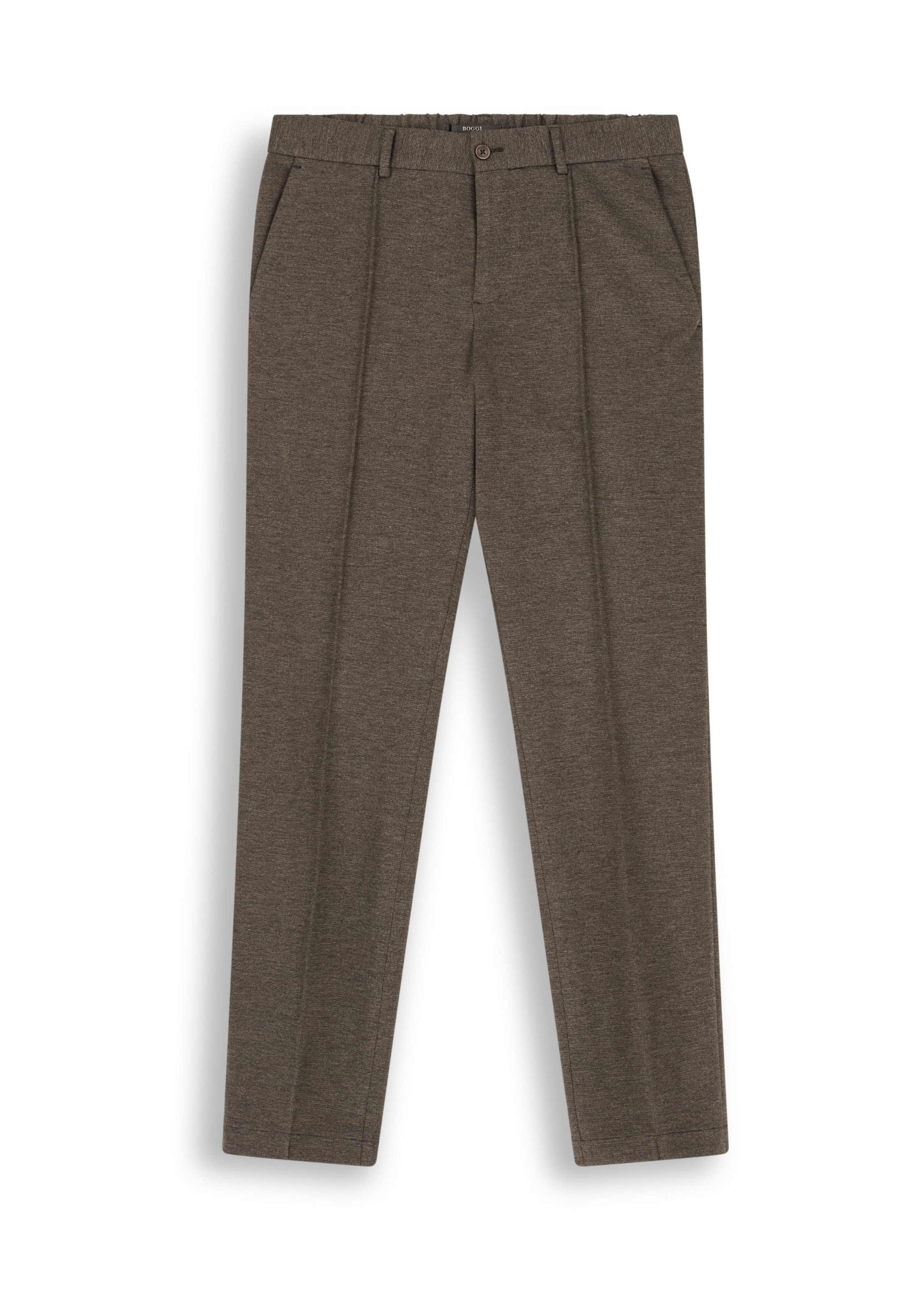 Boggi Milano Slimfit Bandplooibroek in Bruin: voorkant