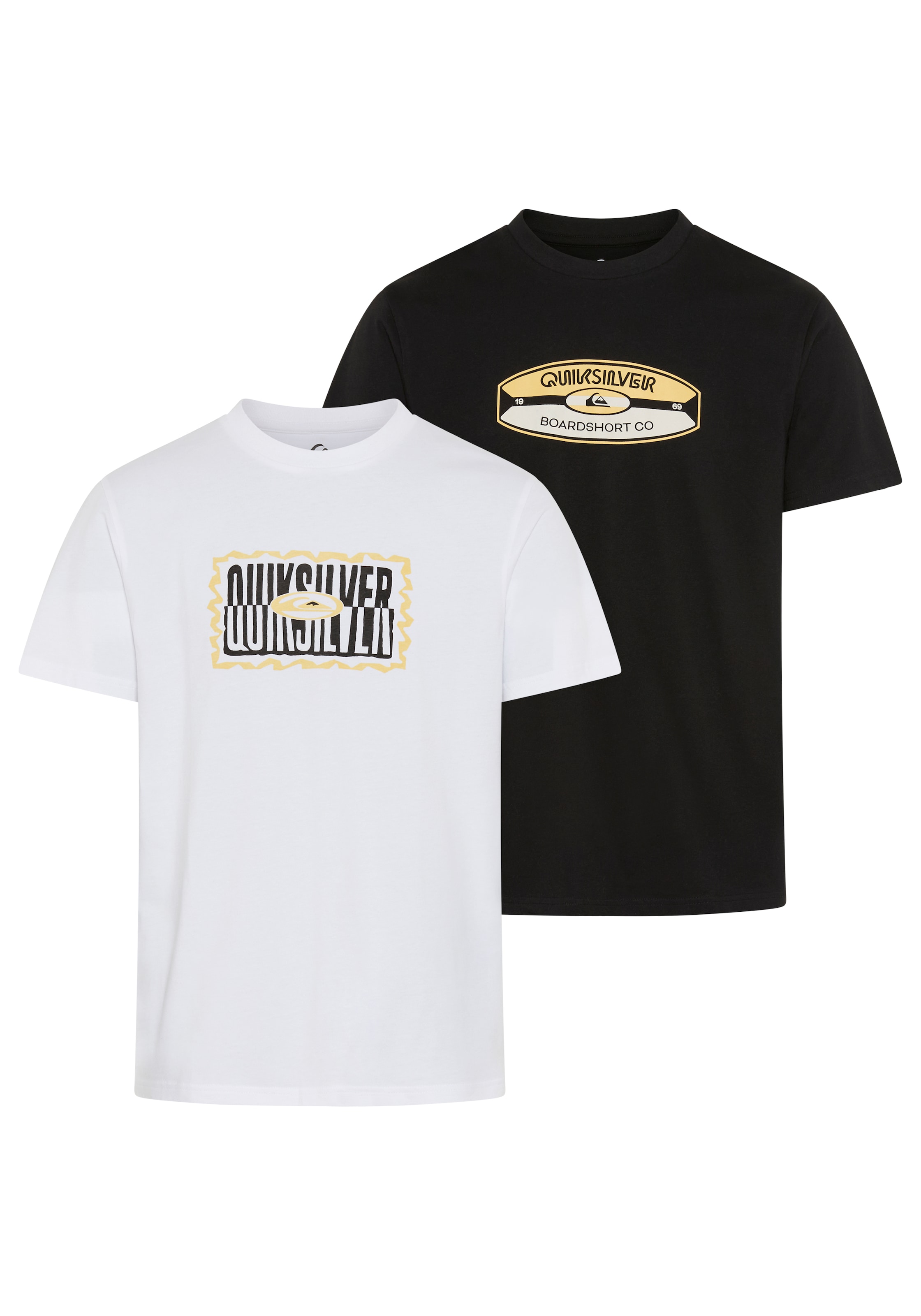 QUIKSILVER T-Shirt in S in hellgelb / schwarz / weiß, Produktansicht