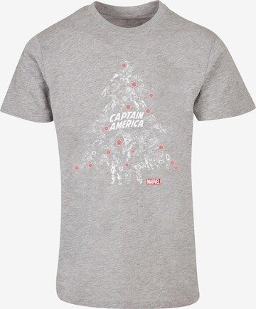 ABSOLUTE CULT Shirt 'Captain America - Christmas Tree' in Grijs: voorkant