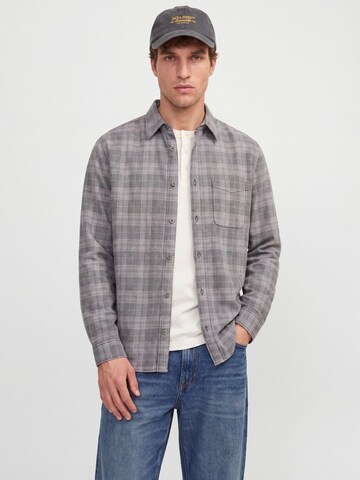 JACK & JONES Regular fit Button Up Shirt in Grey: front