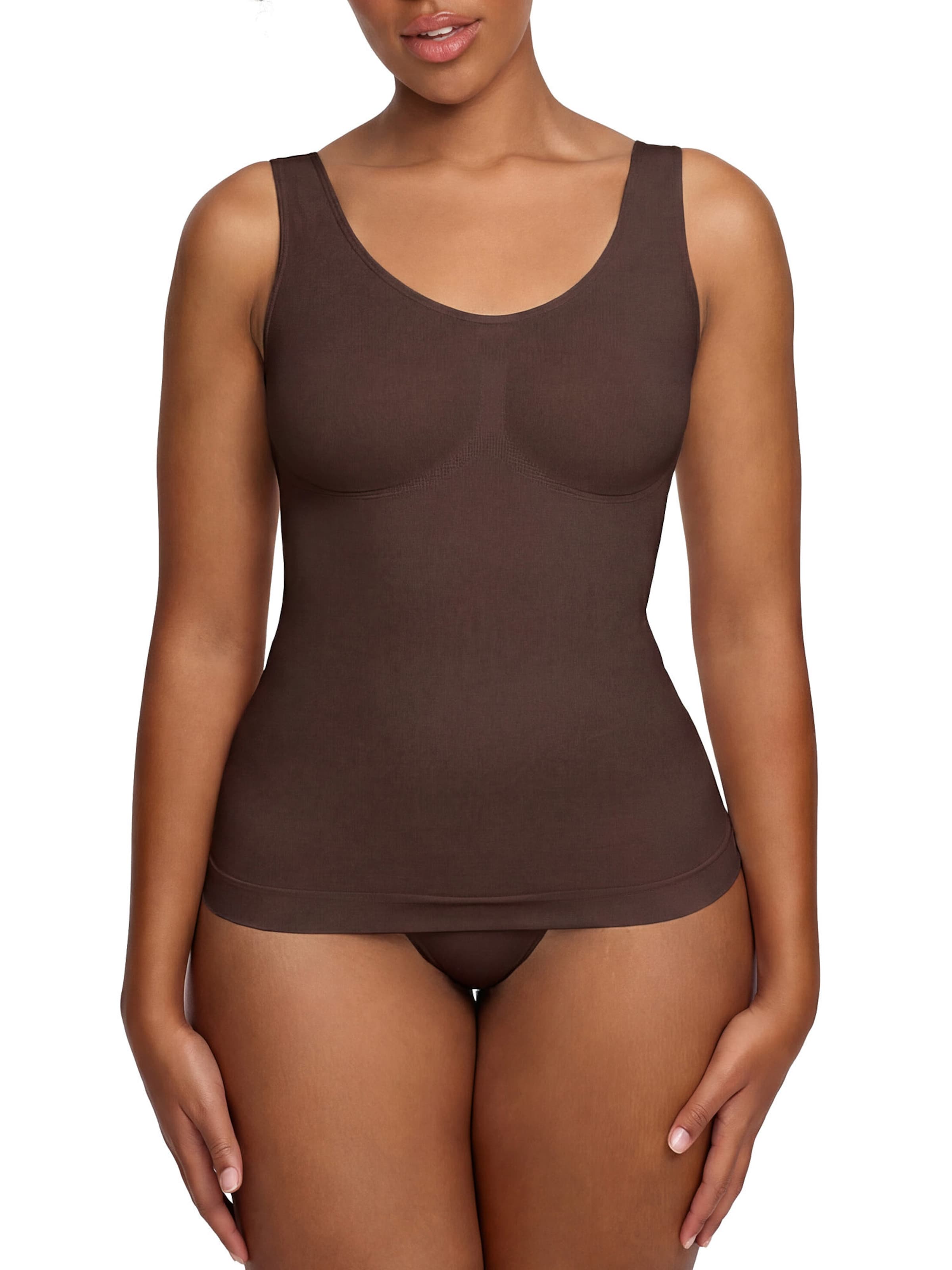 cfab by creamy fabrics Shapingtop 'Figurformendes Shapewear Tanktop' in Bruin: voorkant