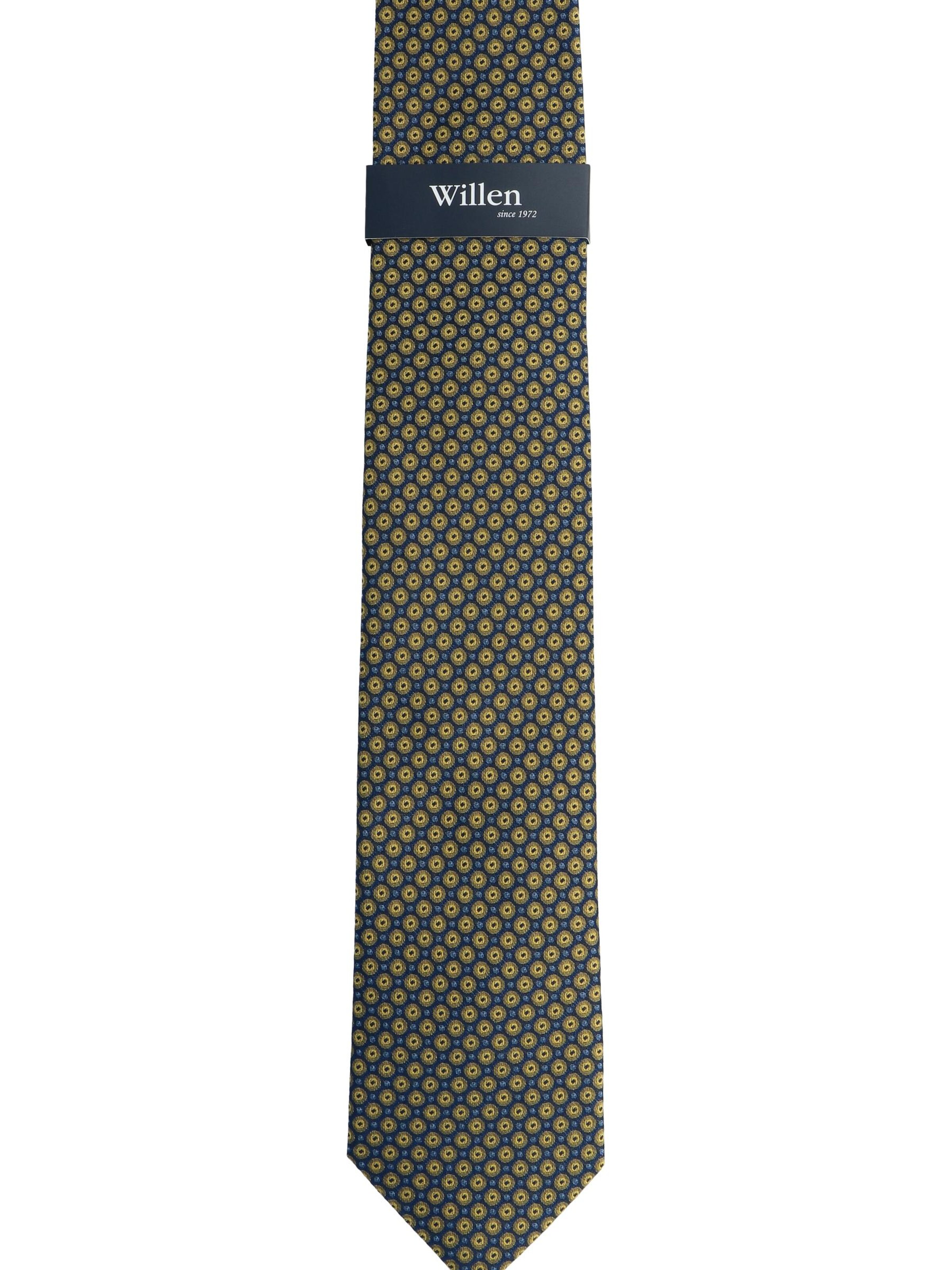 WILLEN Tie 'Kleinmuster Marine' in Yellow
