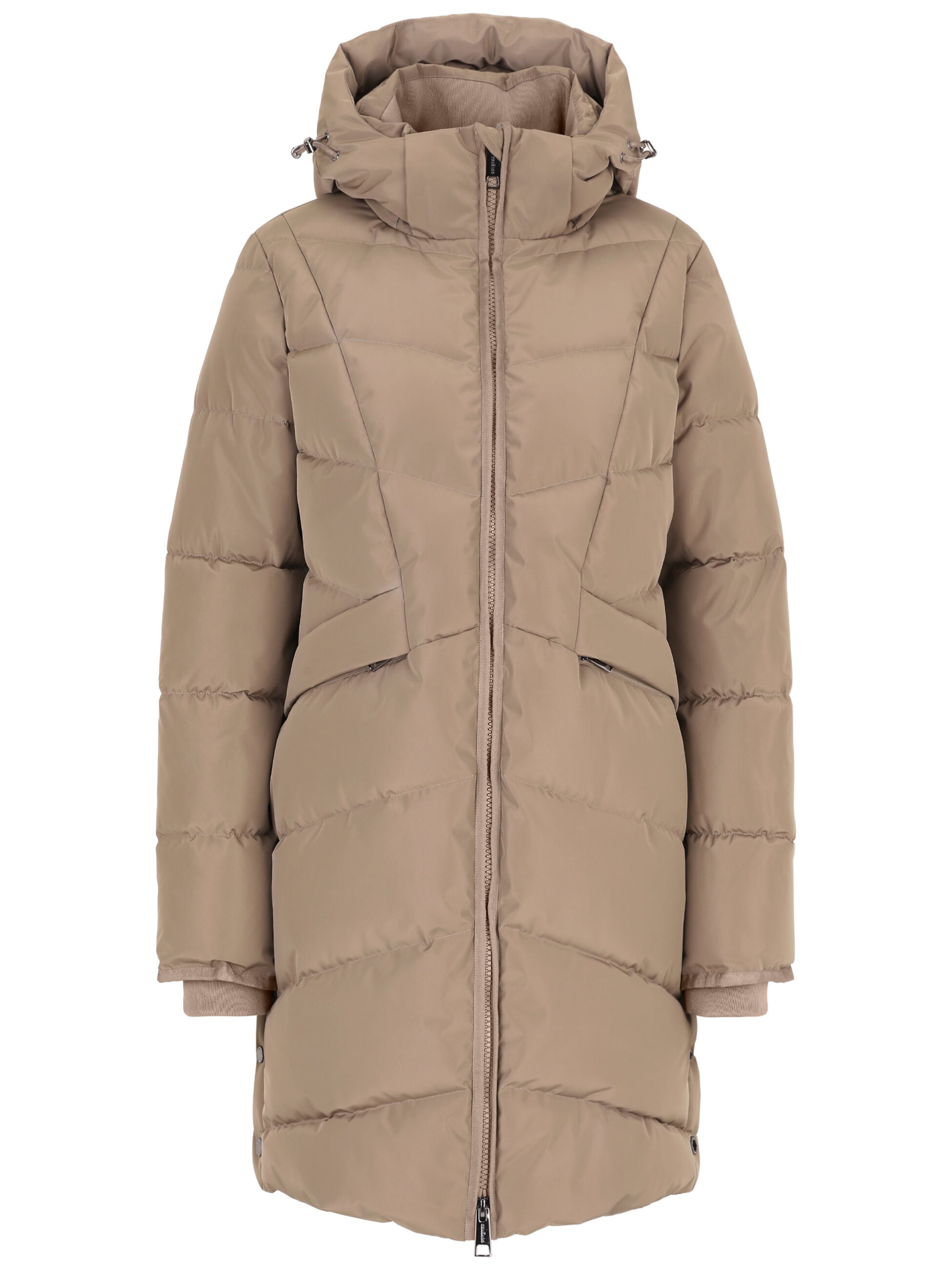 Covered Between-Seasons Coat 'ADELE 2' in Brown: front