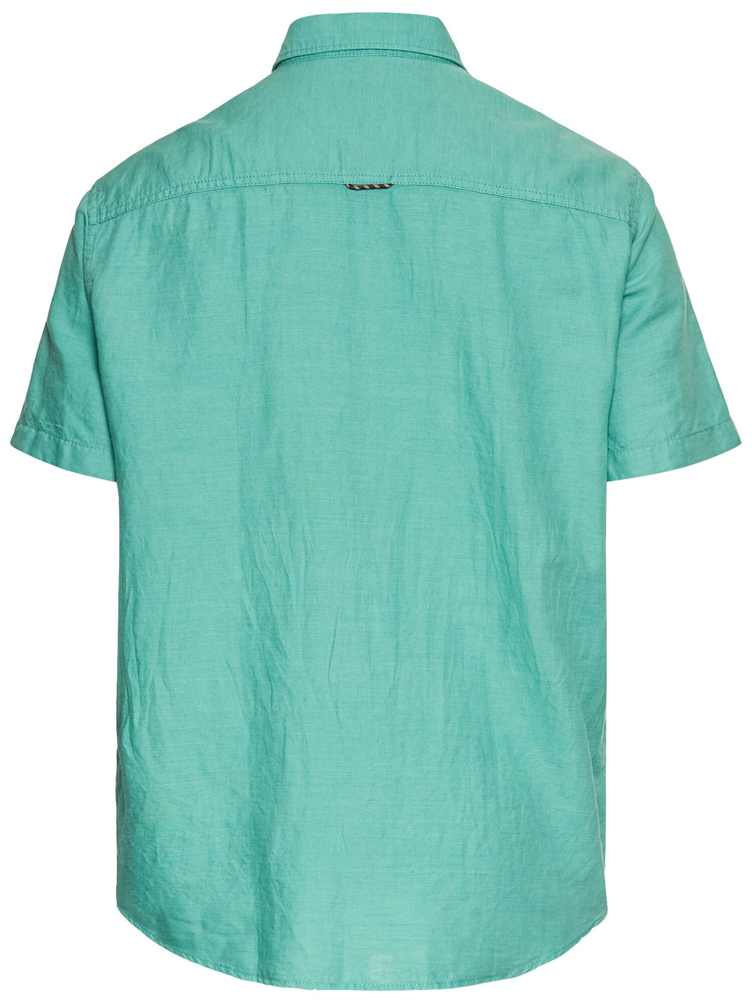 CAMEL ACTIVE Regular Fit Kurzarmhemd aus einem Baumwoll-Leinenmix in Grün