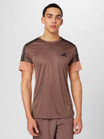T-Shirt fonctionnel ADIDAS PERFORMANCE en marron : devant