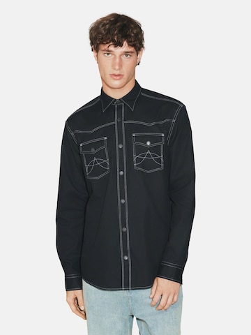 Next Regular fit Button Up Shirt in Black: front