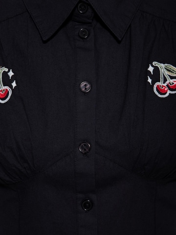 Queen Kerosin Bluse 'Cherry' in Schwarz