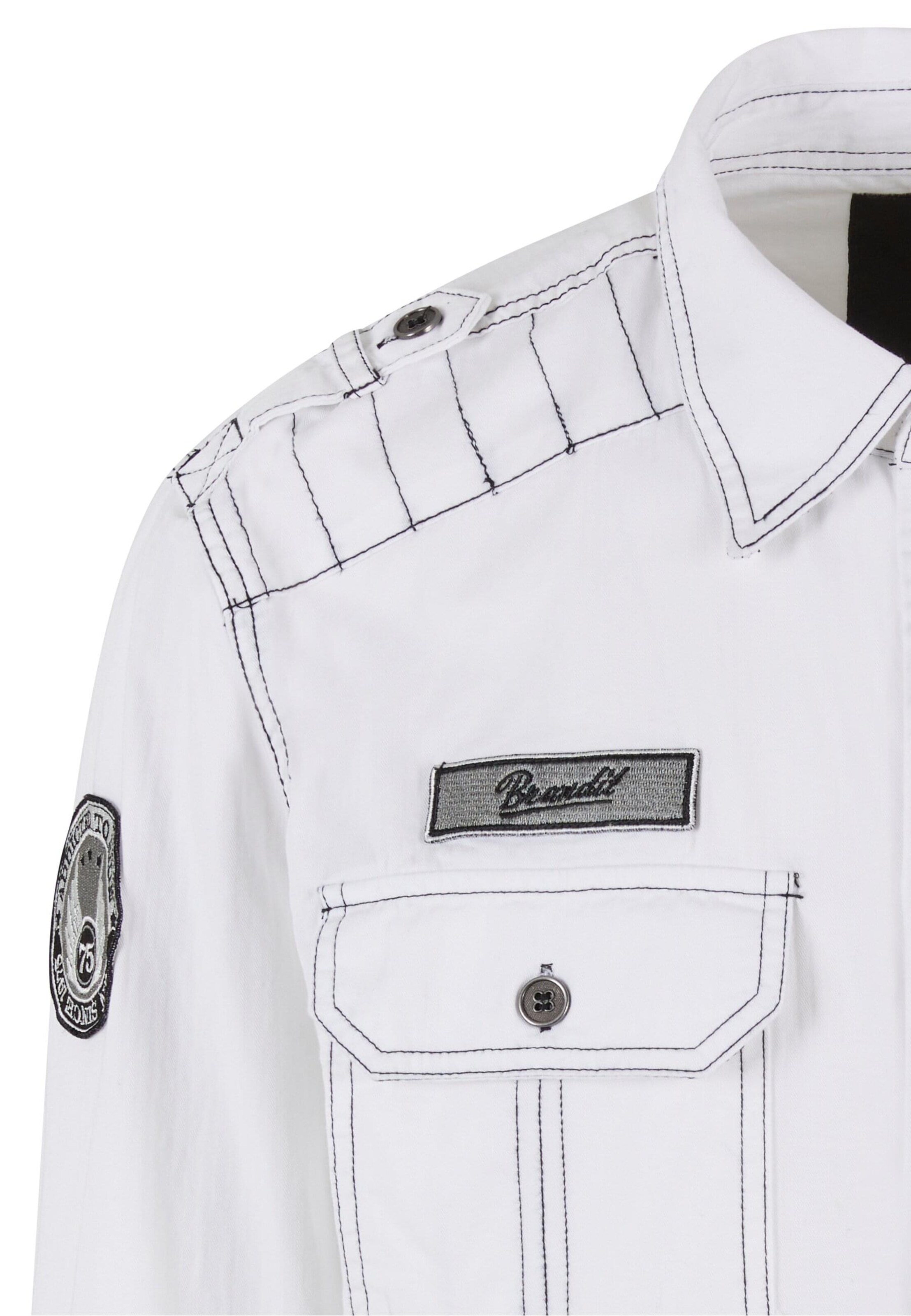 Brandit Regular fit Button Up Shirt 'Luis' in White