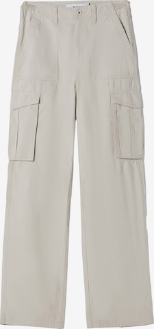 Bershka Wide leg Cargo Pants in Beige: front