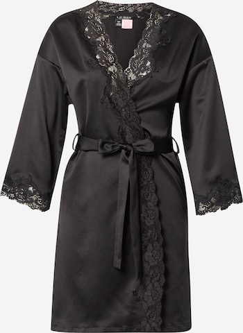 Lauren Ralph Lauren Dressing Gown 'SIGNATURE SATIN' in Black: front