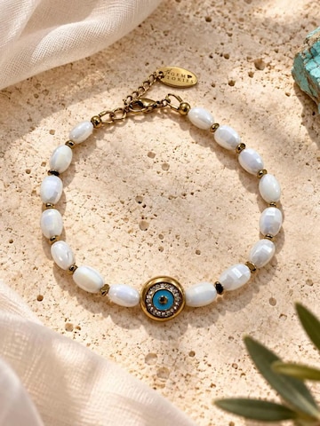 THE GEM STORIES JEWELRY Armband 'White Crystal Evil Eye Bracelet'‌‌‌‌‌‌‌‌‌ in Weiß