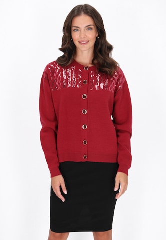 usha BLACK LABEL Gebreid vest in Rood: voorkant