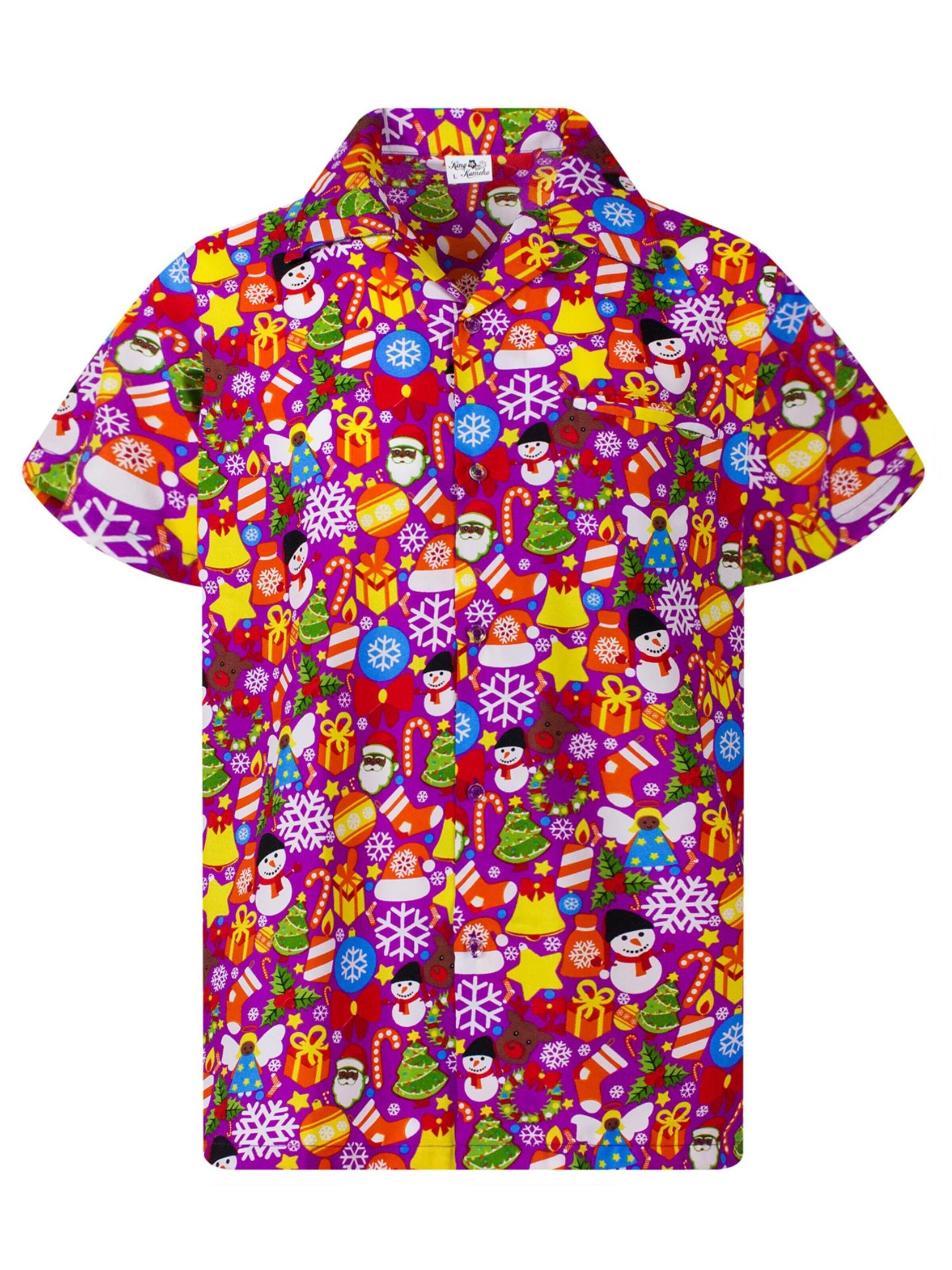 King Kameha Regular fit Overhemd 'Christmas Allover' in Roze: voorkant