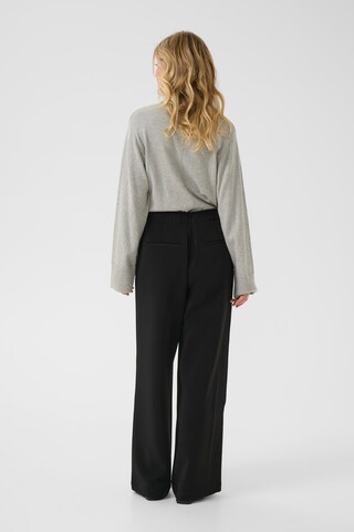 Cream Wide leg Trousers in Black
