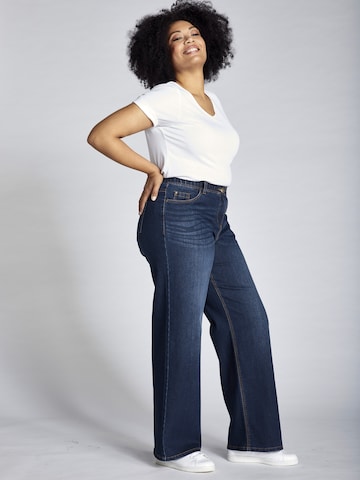 Ulla Popken Wide Leg Jeans in Blau