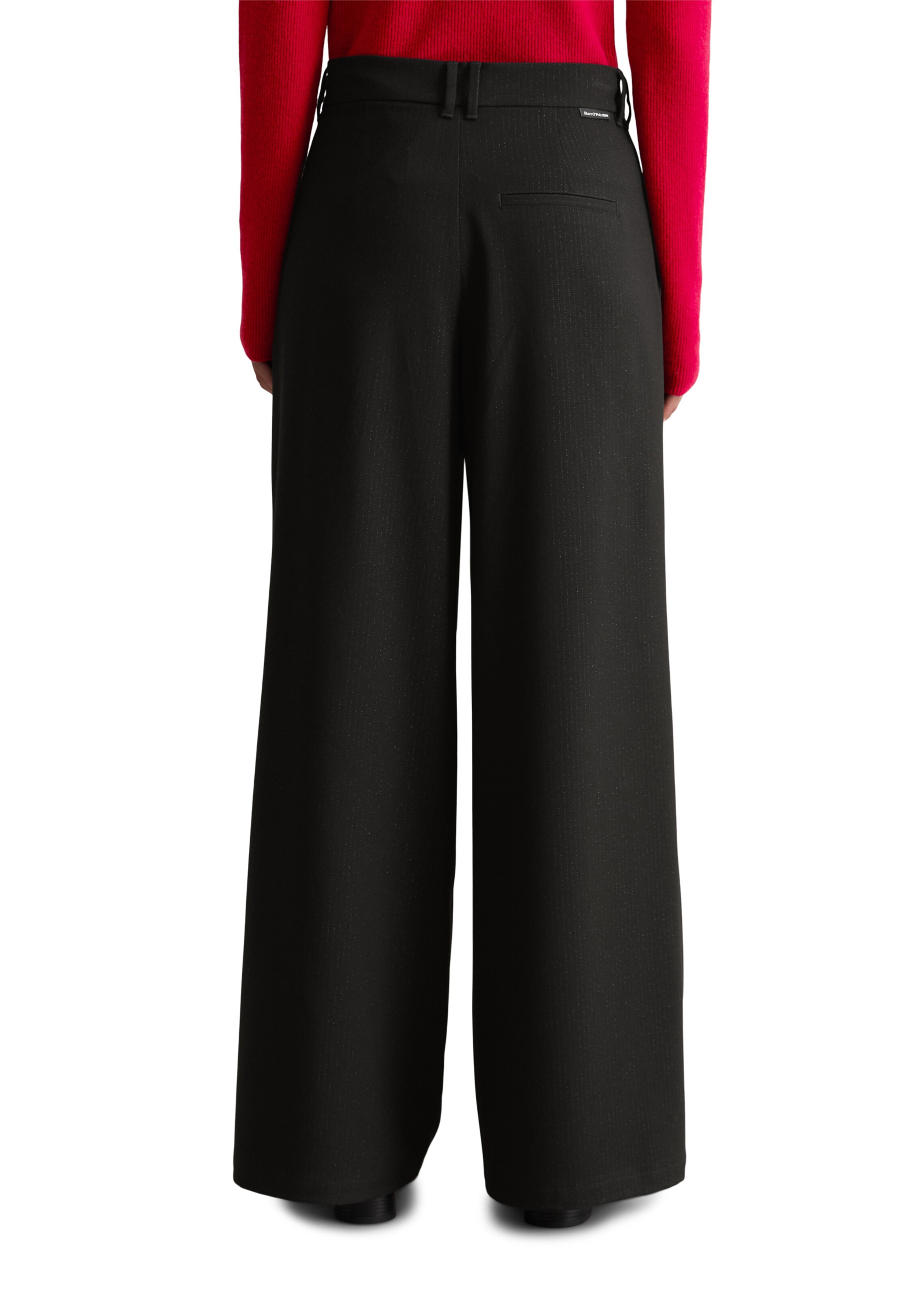 Marc O'Polo DENIM Loosefit Bandplooibroek in Zwart: voorkant