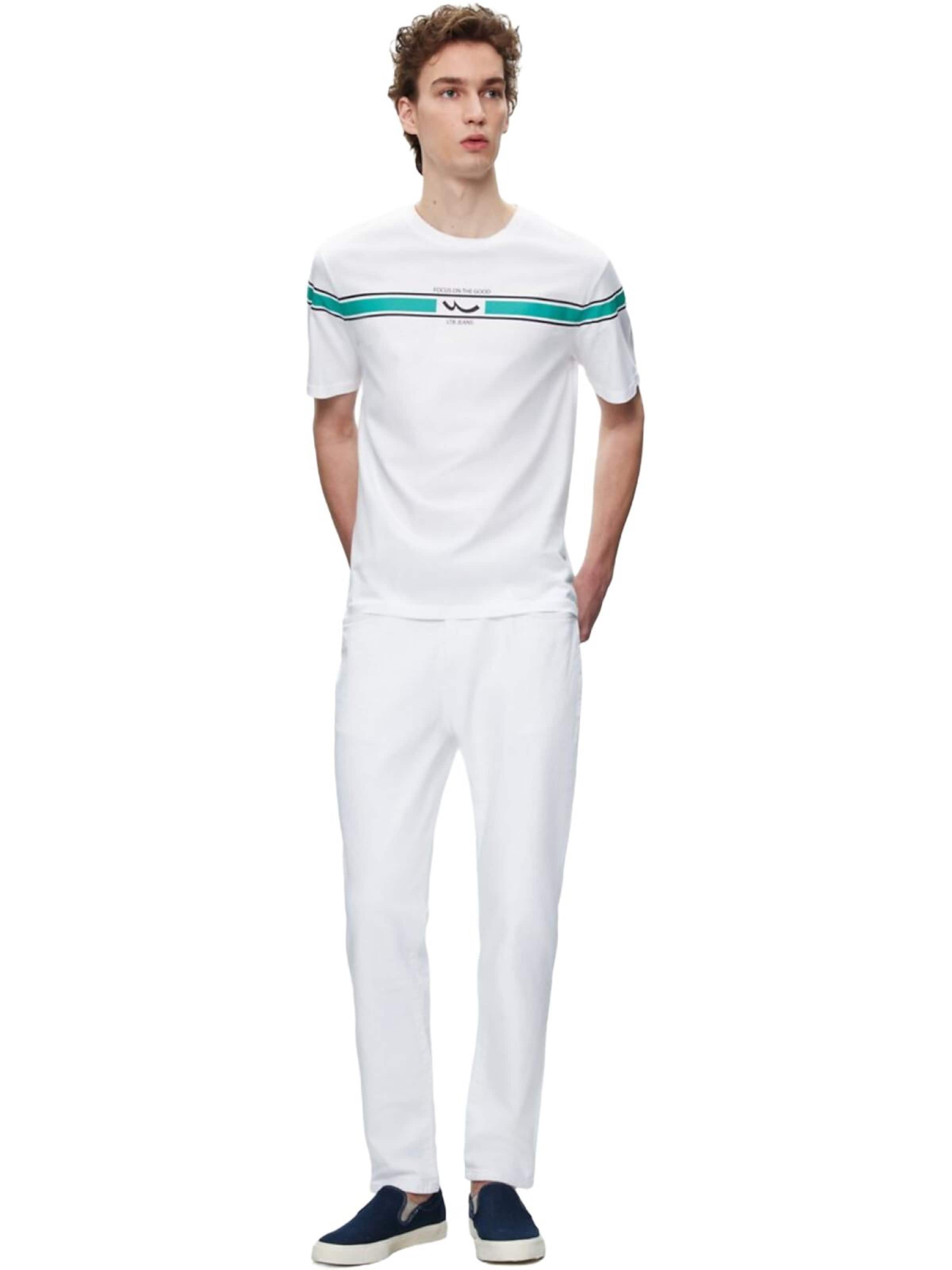 Maglietta 'LTB Jeans Herren-T-Shirt mit Streifen und Logo' di LTB Jeans in bianco