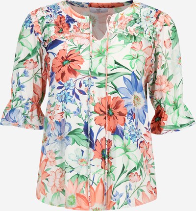 Wallis Petite Bluse in grün / dunkellila / koralle / weiß, Produktansicht