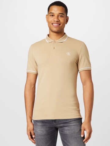 T-Shirt Calvin Klein Jeans en beige : devant