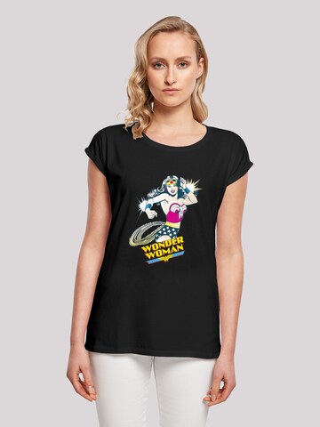 F4NT4STIC Shirt 'DC Comics Wonder Woman Vintage Lasso' in Zwart: voorkant