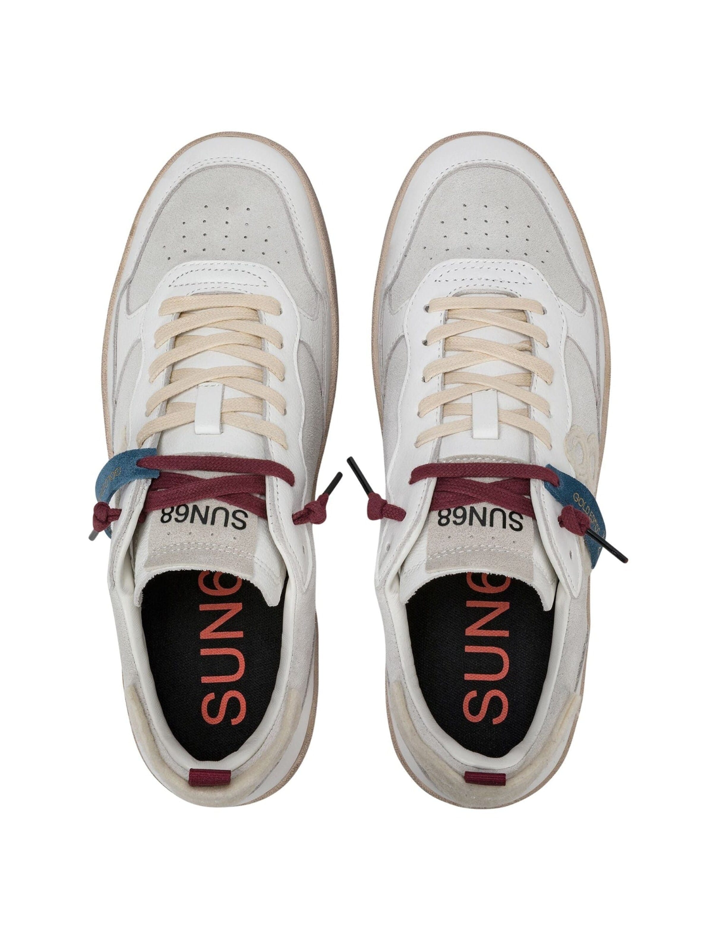 SUN68 Platform trainers 'Urban Basket 1968 sneaker in suede and leather' in White