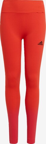 ADIDAS PERFORMANCE Slim fit Workout Pants in Red: front