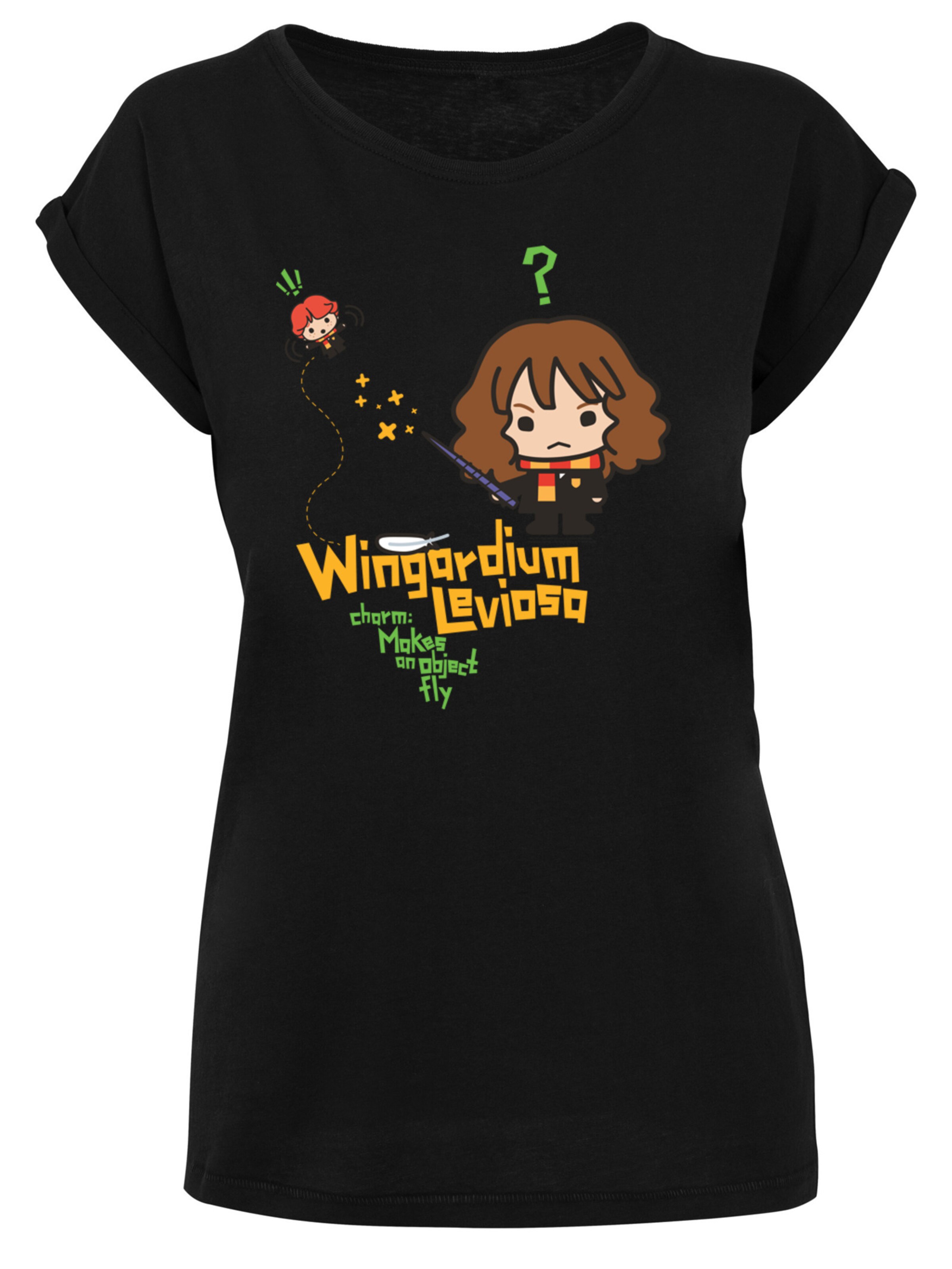 F4NT4STIC T-Shirt 'Harry Potter Hermione Granger Wingardium Leviosa Junior' in braun / goldgelb / grasgrün / schwarz, Produktansicht