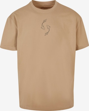 Merchcode T-Shirt 'Spring -  Yin & Jang Fish' in Beige: Vorderseite