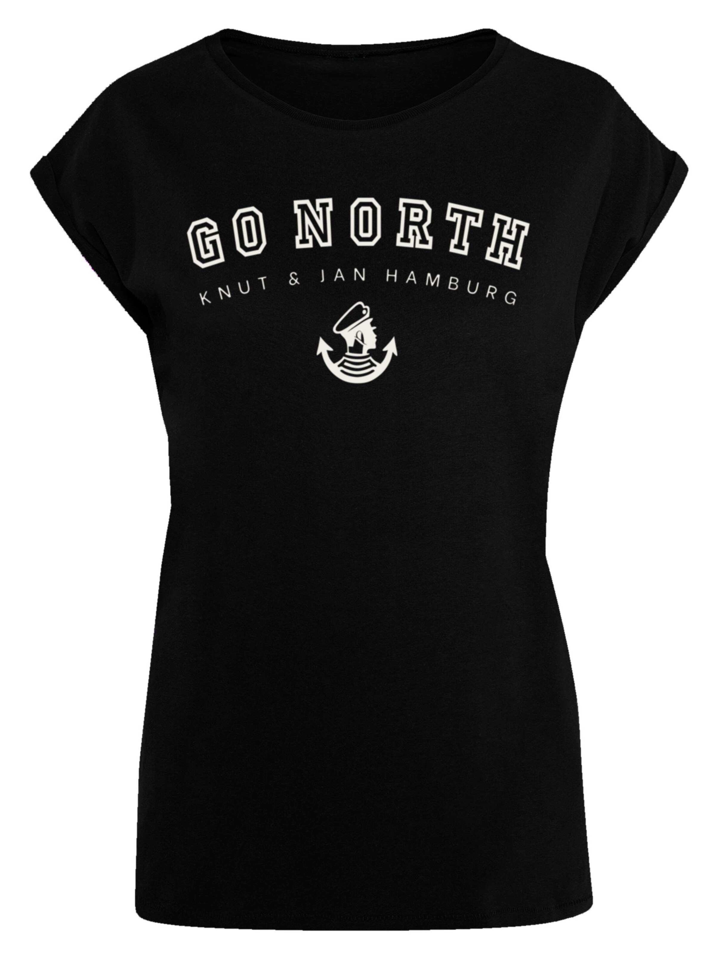 F4NT4STIC T-Shirt 'Go North Knut & Jan Hamburg' in Schwarz: Vorderseite