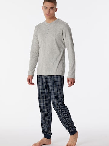 SCHIESSER Pyjama lang ' Fine Interlock ' in Blauw: voorkant