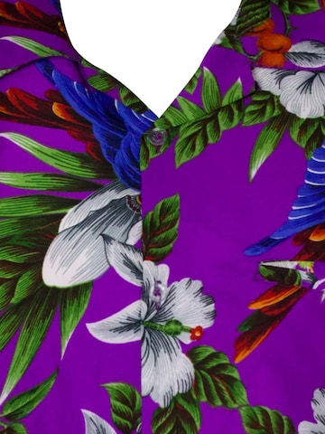 King Kameha Regular fit Button Up Shirt 'Cherryparrot' in Purple