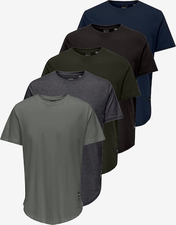 T-Shirt 'ONSMATT LONGY' Only & Sons en bleu : devant
