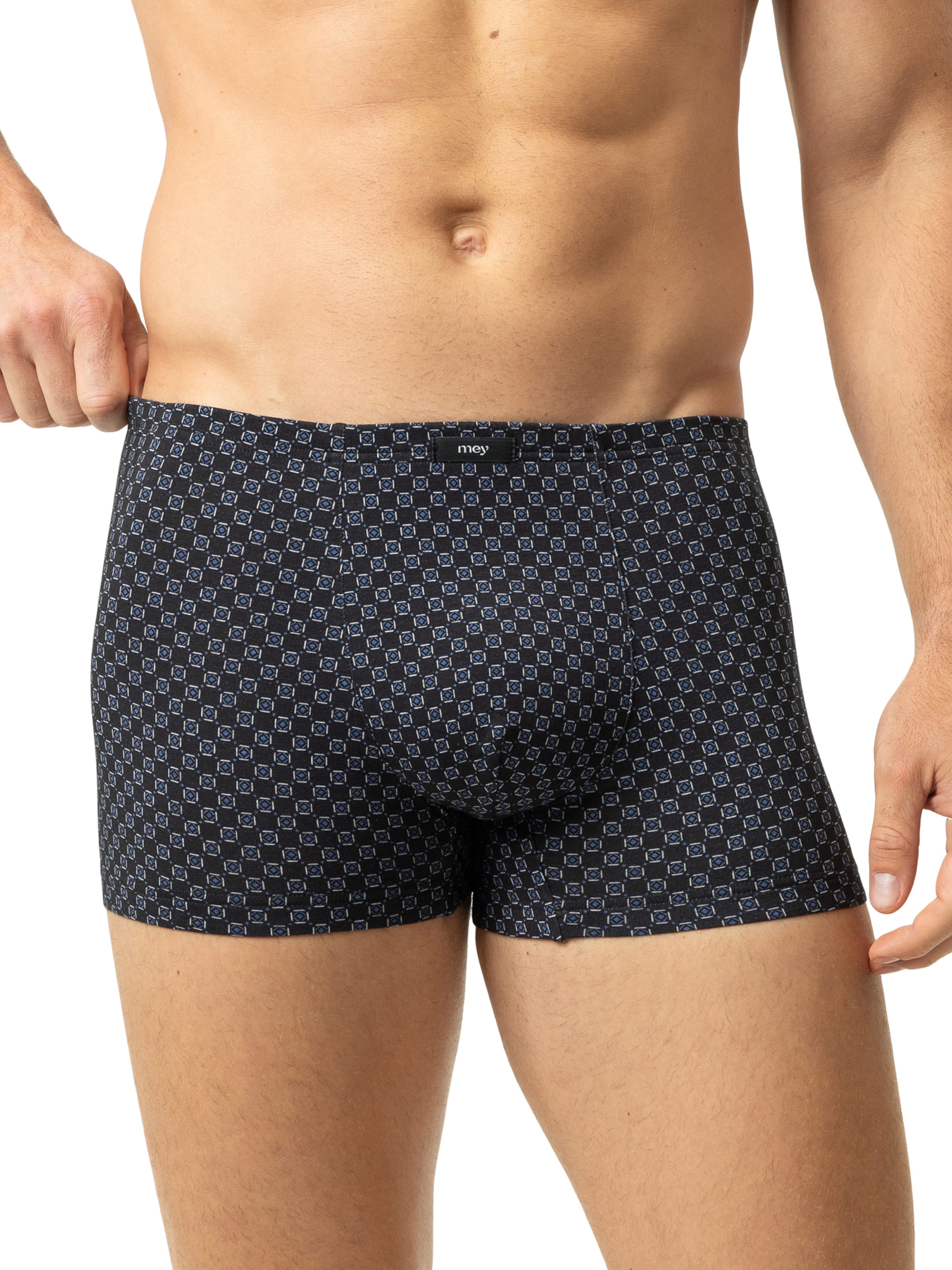 Mey Boxershorts ' White Squares ' in Grijs: voorkant