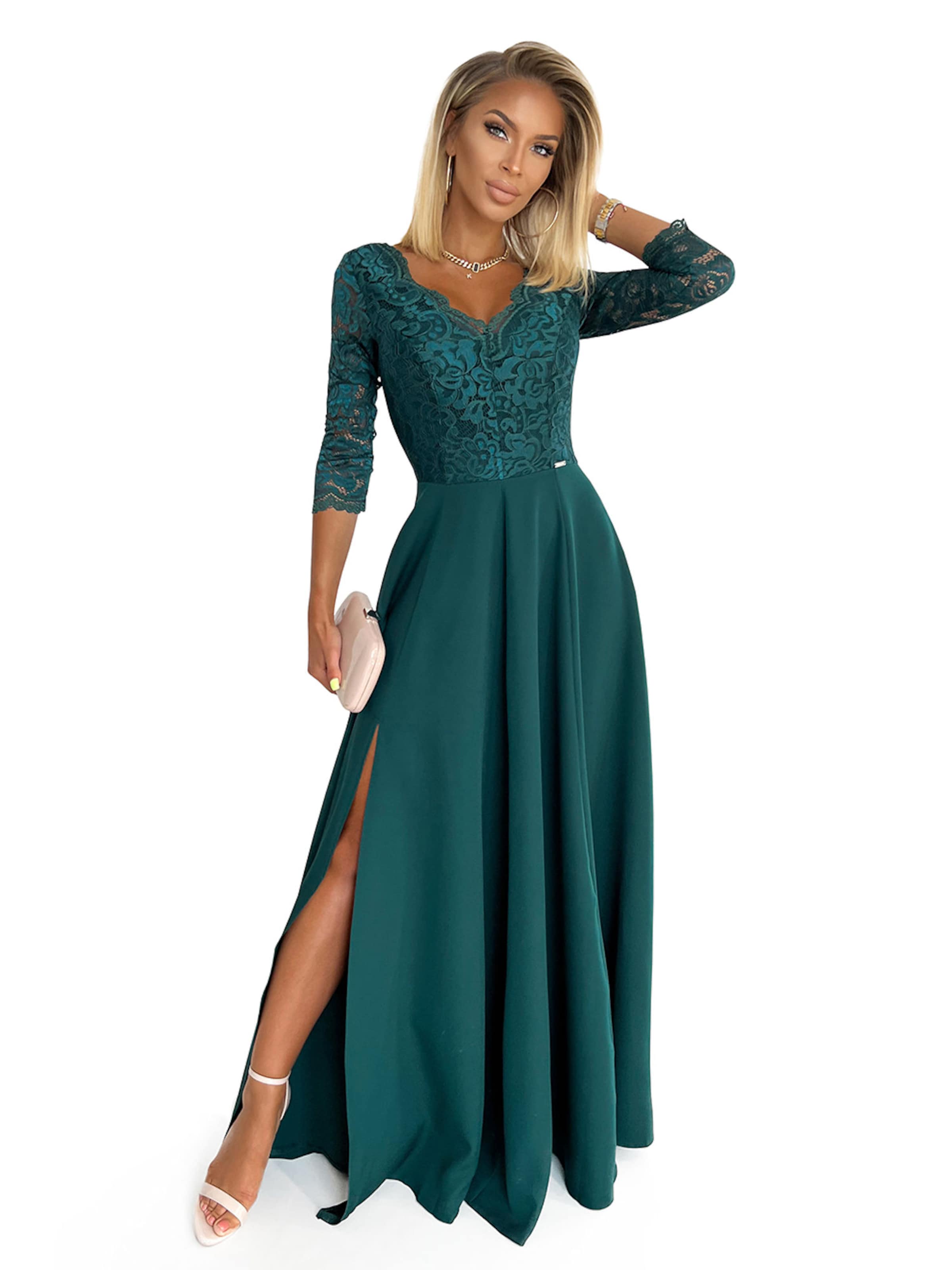 Numoco Abendkleid 'Maxikleid Amber' in dunkelgrün, Produktansicht