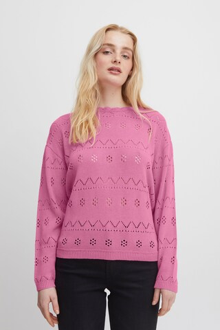 ICHI Trui 'LALUHA' in Roze: voorkant