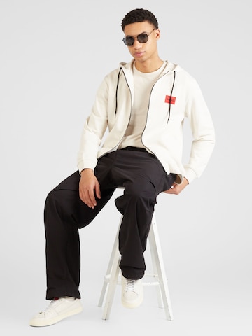 HUGO Red Zip-Up Hoodie 'Daple' in White